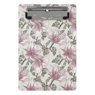 Gedämpfte rosa Hibiskusblüten Muster Mini Klemmbrett