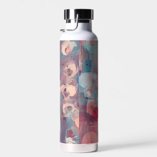 Gedämpfte rosa und blaue abstrakte Blumen  Trinkflasche