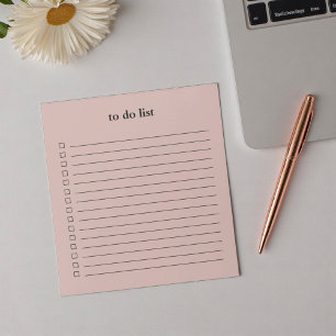Gedämpfte Rose To-Do-Liste Minimalistischer Lehrer Notizblock
