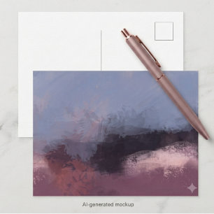 Gedämpfte staubige Rose und blaue abstrakte Kunst Postkarte