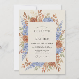 Gedämpfte Terrakotta-Wildblumen-Hochzeit Einladung