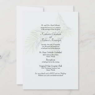 Gedämpfte tropische weiche Ton 2 Location Hochzeit Einladung