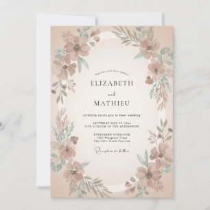 Gedämpfte Vintage-Hochzeit in Tan Einladung