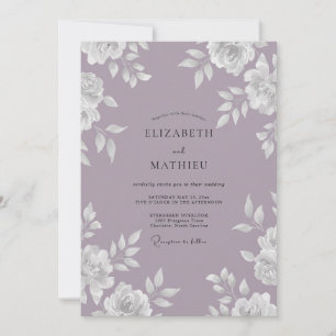 Gedämpfte Vintage-Mauve-Pfingstrosen-Hochzeit Einladung