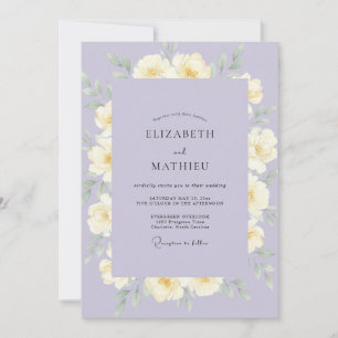 Gedämpfter Lavendel-Gelber Kranz Hochzeit Einladung