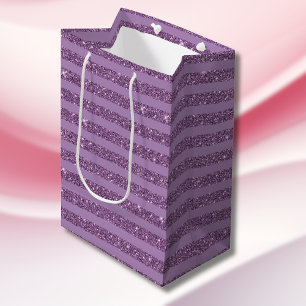 Gedämpfter Maulbeer-Glitter-Stil horizontale Strei Mittlere Geschenktüte