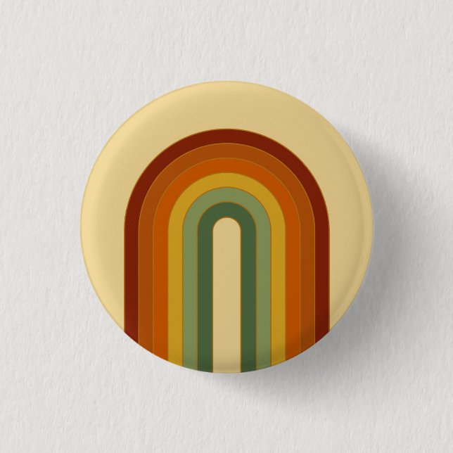 Gedämpfter Retro-Groovy-Schichten-Regenbogen  Button (Vorderseite)