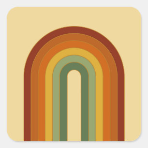 Gedämpfter Retro-Groovy-Schichten-Regenbogen Quadratischer Aufkleber