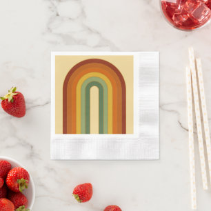 Gedämpfter Retro-Groovy-Schichten-Regenbogen  Serviette