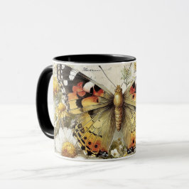 gedämpfter Schmetterling mit Blumen Tasse