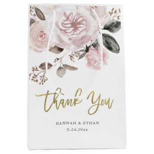 Gedämpfter Watercolor und Gold   erröten rosa Mittlere Geschenktüte