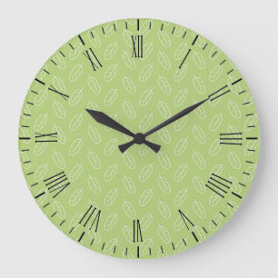 Gedämpftes Blätter-Muster Große Wanduhr