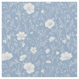 Gedämpftes Blau-Weiß-Wildblumenmuster Stoff