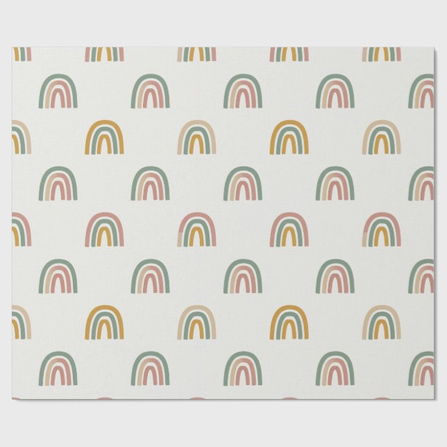 Gedämpftes Boho-Regenbogen-Scandi-Muster  Geschenkpapier (Flach)