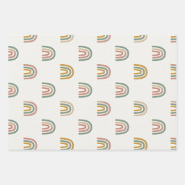 Gedämpftes Boho-Regenbogen-Scandi-Muster  Geschenkpapier Set