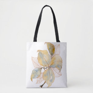 Gedämpftes Gold Blau Wasserfarbe Botanische Blätte