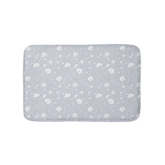 Gedämpftes Grau-Weiß-Wildblumenmuster Badematte