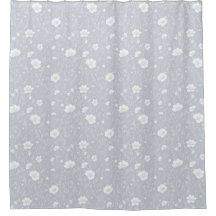 Gedämpftes Grau-Weiß-Wildblumenmuster