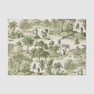 Gedämpftes grünes Cottage-Toile-Landschaftsbild Seidenpapier