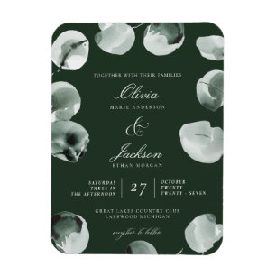 Gedämpftes grünes Eukalyptus-Script-Moderne Hochze Magnet