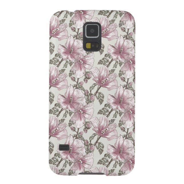 Gedämpftes rosa Hibiskus-Blumen-Muster Case-Mate Samsung Galaxy Hülle (Rückseite)