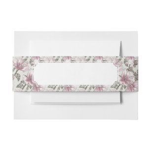 Gedämpftes rosa Hibiskus-Blumen-Muster Einladungsbanderole