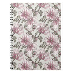 Gedämpftes rosa Hibiskus-Blumen-Muster Notizblock