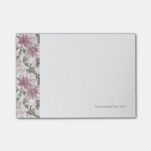 Gedämpftes rosa Hibiskus-Blumen-Muster Post-it Klebezettel