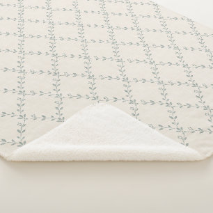 Gedämpftes Salbei-Blumen-Gitter-Blockdruck-Muster Sherpadecke