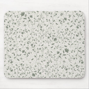 Gedämpftes Salbeigrün Florales Botanisches Muster  Mousepad