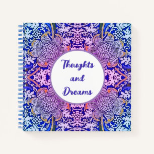 Gedanken und Träume Boho Blue Purple Blumen Notizbuch