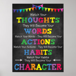 GEDANKEN, WORTE, AKTIONEN, HABITS, CHARAKTER! POSTER