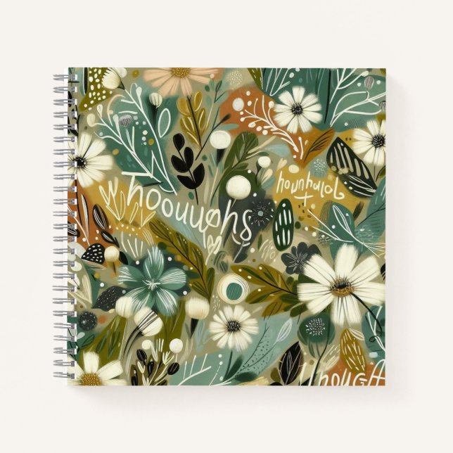 Gedankenfeld - Wilde botanische Collage Notizbuch (Vorderseite)