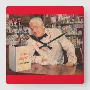 Gedankenlesen im Bar Quadratische Wanduhr