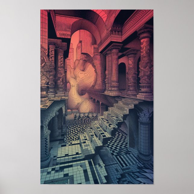 Gedankenverschleierndes geometrisches Poster - Man (Vorne)