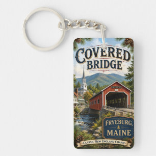 Gedeckte Brücke Fryeburg Maine Rechteck Acryl Schlüsselanhänger