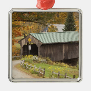 Gedeckte Brücke, Vermont, USA Silbernes Ornament