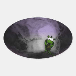 Gedeckter Drache Ovaler Aufkleber