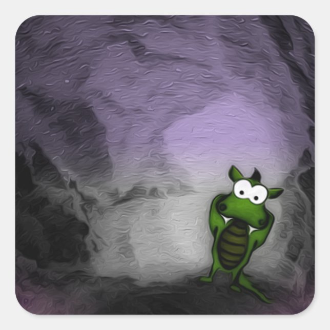 Gedeckter Drache Quadratischer Aufkleber (Vorderseite)