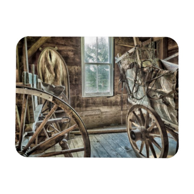 Gedeckter Wagen, Holzwagen Magnet (Horizontal)