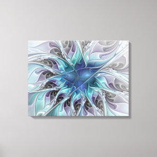 Gedeihende abstrakte moderne fraktale Blume mit Bl Leinwanddruck