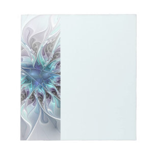 Gedeihende abstrakte moderne fraktale Blume mit Bl Notizblock