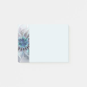 Gedeihende abstrakte moderne fraktale Blume mit Bl Post-it Klebezettel