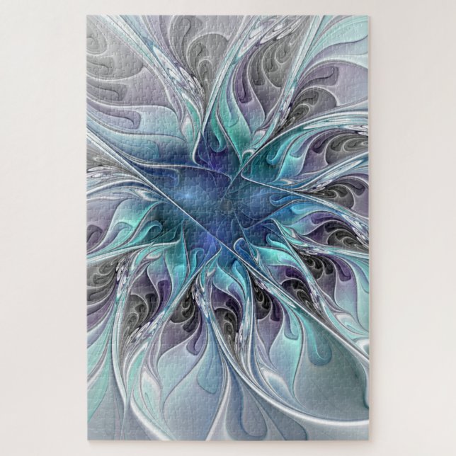 Gedeihende abstrakte moderne fraktale Blume mit Bl Puzzle (Vertikal)