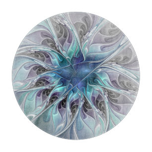 Gedeihende abstrakte moderne fraktale Blume mit Bl Schneidebrett