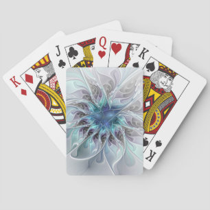 Gedeihende abstrakte moderne fraktale Blume mit Bl Spielkarten