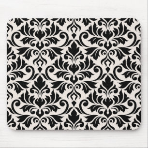 Gedeihendes Damastmuster Schwarz auf Creme Mousepad