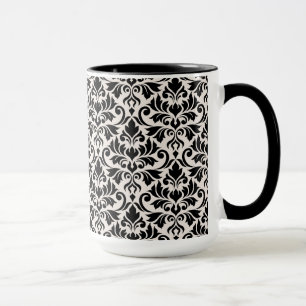 Gedeihendes Damastmuster Schwarz auf Creme Tasse