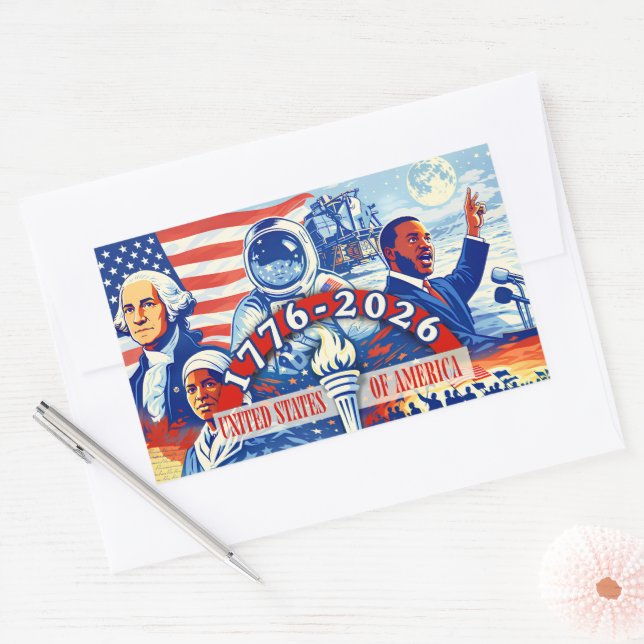 Gedenk- 1776-2026 USA Semiquincentennial Rechteckiger Aufkleber (Umschlag)