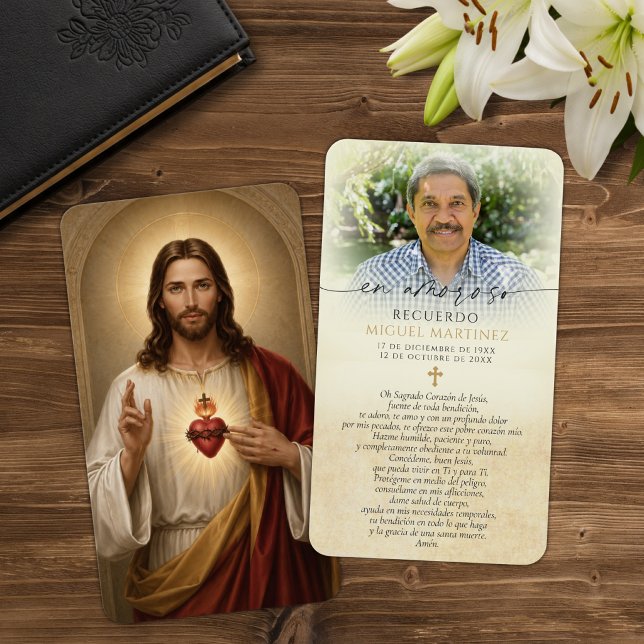 Gedenk-Andachtskarten mit Herz Jesu für spanische  (Von Creator hochgeladen)